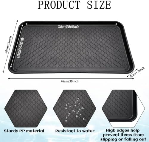 8 Pcs Multi Purpose Boot Tray Pet Feeding Mat Anti Slip Waterproof Protection Shoe Mat for Indoor Outdoor(Black, 30 x 15 x 1.2 inch) - Image 2