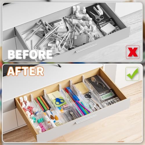 Yieach 12 Pack Clear Expandable Deep Drawer Separators From 15 to 21'' - 3.2 Inch Tall Acrylic Drawer Dividers for Clothes,Dresser Drawer Dividers for Dresser,Baby Nursery,Clothing,Sock or Underwear - Image 6