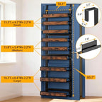 9 Tier Over The Door Pantry Orangizer 2 IN 1 Wall Mounted or Hanging Spice Rack with Adjustable Wood Basket,Heavy Duty Seasoning Storage Shelf for Kitchen Pantry and Bathroom Black - Image 2