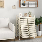 Giantex 20 Drawers Rolling Cart, Mobile Storage Drawer Cart, Classroom Organizer for Office School Supplies Tools Scrapbook Paper Craft Small Printer, Utility Stand on Wheels, Ivory White - Image 2