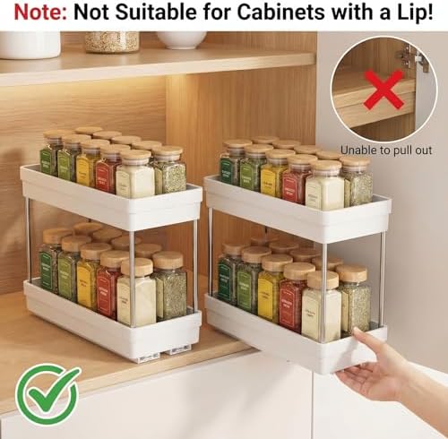 Pull Out Spice Rack, 3 Pack 2-Tier Cabinet Organizer, White - Image 4