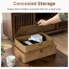 StorageWorks Wicker Basket with Lid, Large Seagrass Storage Basket with Lid - Image 4