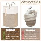 Woven Laundry Basket for Clothes, 50L Large Rectangle Laundry Hampers with Beads Tassel, Nursery Storage Basket for Toys, Tall Dirty Clothes Hamper for Bedroom Aesthetic, Laundry Room Organization - Image 4