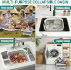 Yecuip Collapsible Baby Bottle Wash Basin w/Drying Rack & Drain Plug, Gray - Image 4