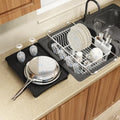 MAJALiS White Expandable Dish Drying Rack Over Sink with Extra Drainboard by MAJALiS