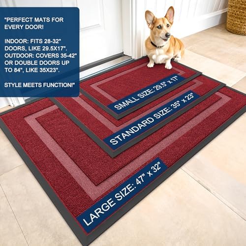 OLANLY Front Door Mat Outside 47x23, All-Season Heavy-Duty Rubber Doormat - Image 2