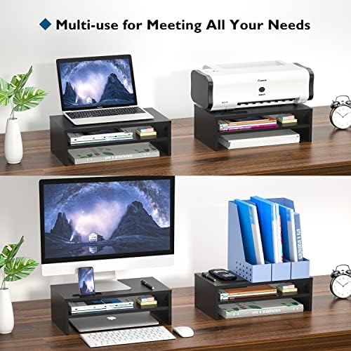 BONTEC Wooden Monitor Stand Riser for Desk, 2-Tier Computer Monitor Stand - Image 6