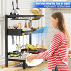 SNSLXH 3 Tiers 6 Baskets Dish Drying Rack, 24.8"-35.4",Over Sink Dish Drying Rack, 3-Tier Large Sink Rack for Kitchen, Extensible and Adjustable, Saving Kitchen Space - Image 4