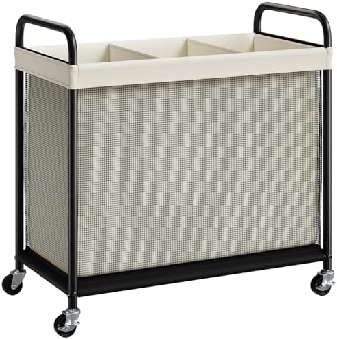 ELYKEN Laundry Hamper 3 Section, 120L Rolling Laundry Sorter with Wheels by ELYKEN