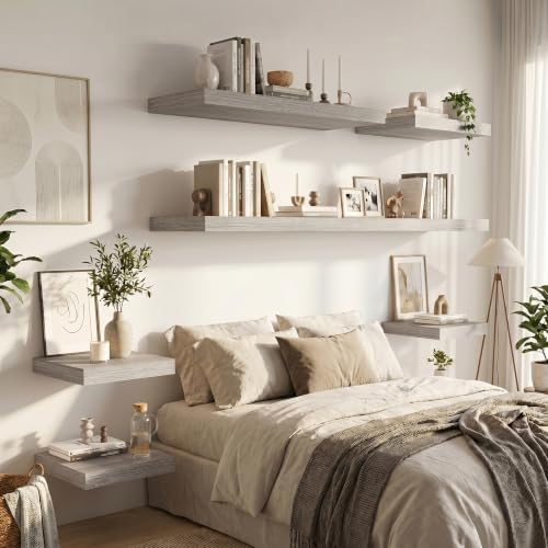 Vivelove Deep Floating Shelves 55x12” Set of 2, Grey - Image 4