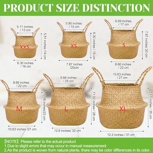Qunclay 4 Pcs Woven Seagrass Baskets Belly Basket, L,13''dx11''h - Image 3