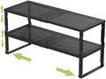 Jojocross Expandable Adjustable Stackable Kitchen Organizer, Spice Rack,Metal Pantry Storage Shelves Racks,Counter Shelf for Cabinets, Countertop, Cupboard(2 Packs/Medium/Black) by JOJOCROSSHIGHQUALITYLIFE