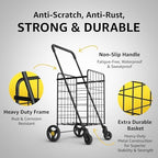 Our Modern Space Shopping Cart & 360° Swivel Wheels | Foldable Collapsible & Lightweight | Perfect for Groceries Laundry Utility Cart - Black - Image 4