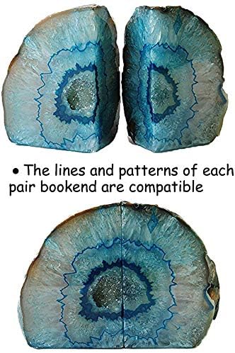 Teal Agate Bookends Heavy Duty Geode Stone Book End Holders Decorative - Image 3
