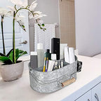 Alpha Living Home Galvanized Metal Utensil Caddy - Rustic Farmhouse Organizer Metal Garden Caddy with 4 Compartments and Wooden Handle for Kitchen, Buffet & Outdoor Events (Silver) - Image 2