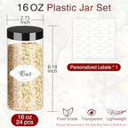 PeacePeo 16 OZ Plastic Jars with Lids, 24 Pack Clear Storage Containers - Image 2