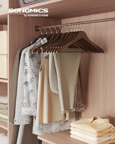 SONGMICS Wooden Hangers, 30 Pack, Basic Wood Clothes Hangers, Space Saving - Image 2