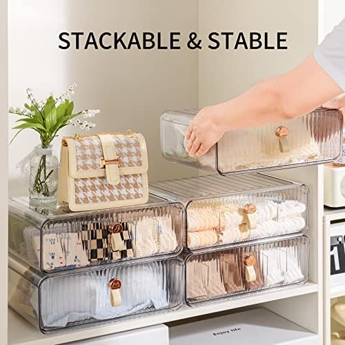 Socks Underwear Drawer Organizer Dividers, 16 Cell Stackable Closet Organizer, Plastic Underwear Drawer Storage for Clothing, Baby Clothes, Bra, Ties, Belts - Image 3