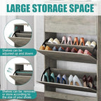 Wodeer Narrow Shoe Cabinet for Entryway, Slim Shoe Storage Cabinet with 3 Flip Drawers, Hidden Wood Shoe Cabinet Storage, Freestanding Shoe Rack Organizer Foyer, Hallway, Grey - Image 6