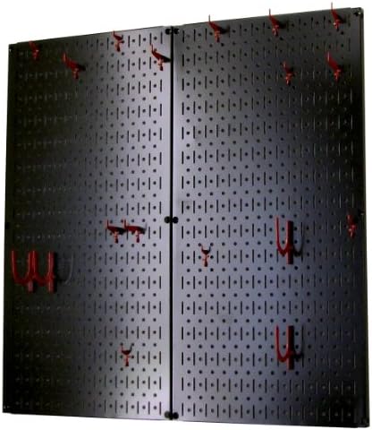 Wall Control Kitchen Pegboard Organizer Pots and Pans Pegboard Pack Storage and Organization Kit with Black Wall Board and Red Accessories - Image 2