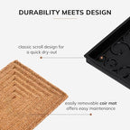 Anji Mountain Heavy Duty Waterproof Rubber Shoe Storage Mat Organizer/Boot Storage Multi Use for Entryway with Coir, Tan Rectangle Embossed Insert, Fits 4 Pair (46.5" Wide) - Image 4