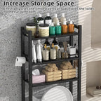 Livilord 3 Tier Over The Toilet Storage Rack with Toilet Paper Holder, Metal Freestanding Bathroom Shelves with 4 Hooks, Over Toilet Storage Shelf for Bathroom Storage, Black - Image 7