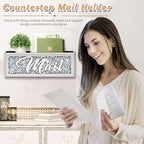 Crushed Diamond Mail Organizer, Crystal Mail Organizer Countertop, Mirror Letter Holder, Mail Tray, Mail Holder Box for Desk, Mail Holder for Wall - Image 2