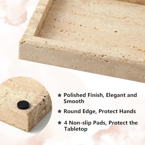 Real Natural Small Travertine Tray for Bathroom, Vanity, Kitchen Counter - Image 3