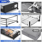 Beborxue Under Bed Storage with Wheels, 4-Pack UnderBed Storage Containers with Clear Lids, XXL 60L Under the Bed Storage Organizer Bins, Rolling Under Bed Metal Drawer for Clothes,Shoes,Toys (Black) - Image 2