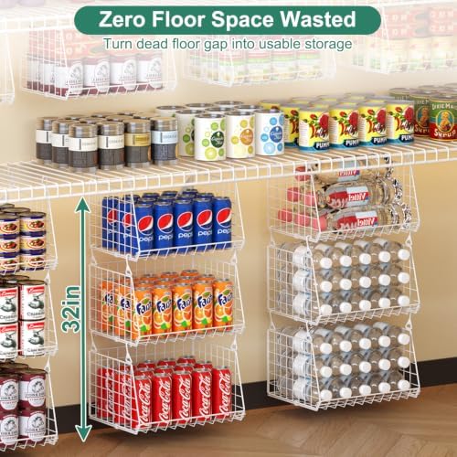 3-Pack Under Shelf Hanging Baskets Space-Saving Pantry Shelf Organizer - Image 3