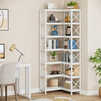 Tribesigns 7-Shelf Corner Bookshelf,Large Modern Corner Bookcase, 7-Tier Tall Corner Shelf Storage Display Rack with Metal Frame for Living Room Home Office (White) - Image 5