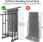 Kayfia 40'' Freestanding 3 Tier Alloy Steel Towel Rack with Storage Basket - Image 2