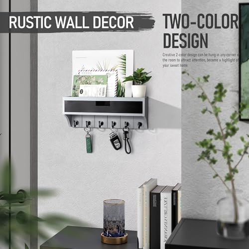 Rebee Vision Key Holder Wall Mount with Shelf for Apartment, Gray & Black - Image 2