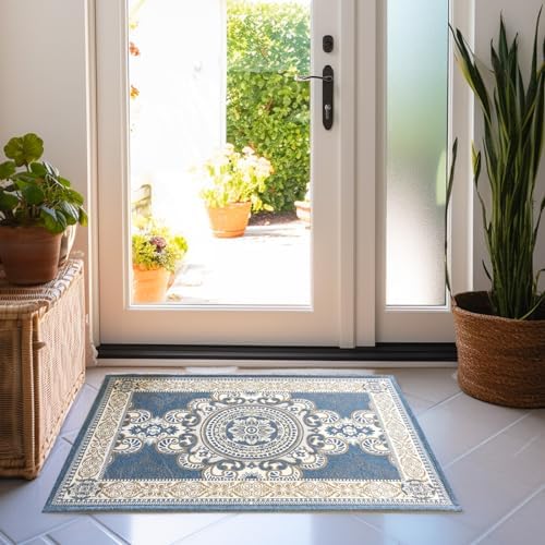 CHICHIC 36 x 24 Inch GrayBlue Indoor Door Mat for Home Entrance, Front Door Mat Indoor Inside Outdoor Outside Entryway Rugs Welcome Mat Anti-Slip Rubber Back Low Profile - Image 2