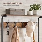 VASAGLE Hall Tree with Shoe Bench, 5-Tier Shoe Rack, 5 Dual Hooks - Image 5