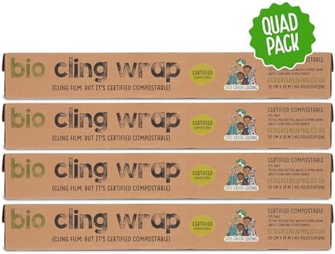 Eco Green Living Biodegradable Cling Film Bio Cling Wrap 100% Compostable, BPA & Plastic-Free Food Wrap, Vegan, Fridge & Freezer Safe, Recyclable Cardboard Dispenser. 4 Pack 30cm x 30m - Image 2