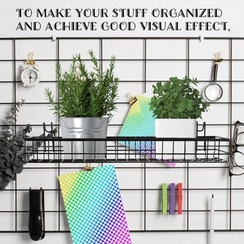 4 Pcs 15.75 x 3.94 x 1.97 Inch Metal Grid Wall Baskets with Hooks Grid Wall Shelves Hanging Wire Basket Multi Function Storage Organizer for Kitchen Organizing Display (Black) - Image 6