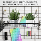 4 Pcs 15.75 x 3.94 x 1.97 Inch Metal Grid Wall Baskets with Hooks Grid Wall Shelves Hanging Wire Basket Multi Function Storage Organizer for Kitchen Organizing Display (Black) - Image 6
