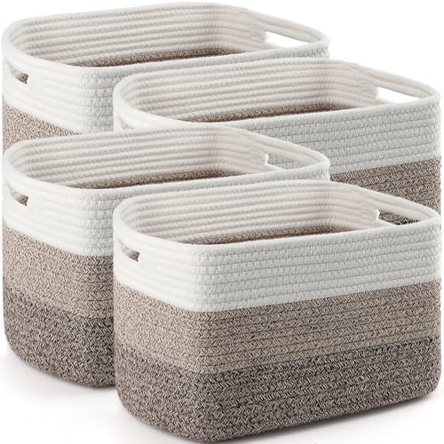4 Pack Large Storage Baskets for Organizing, 16''Lx12''Wx8''H Woven Baskets for Storage Toys, Towels, Books, and Clothes, Cotton Rope Basket for Shelves with Handle by Unknown