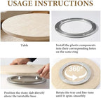 Koville 16'' Beige Marble Lazy Susan Travertine Turntable for Kitchen Dinning, Marble Lazy Susans Organizer for Cabinet, Serving Rotation Spinning Tabletop Organizer Swiveling, Spice Rack Storage - Image 4