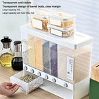 Divided Rice and Cereal Dispenser 6 Grid Food Storage Containers Grain Storage Box Household Food Dispensers 10L Capacity Suitable for Rice Beans Wall Mounted Dry Food - Image 4
