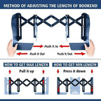 2 Pack Adjustable Metal Book Ends for Heavy Books, Extends Up to 19", Blue - Image 4