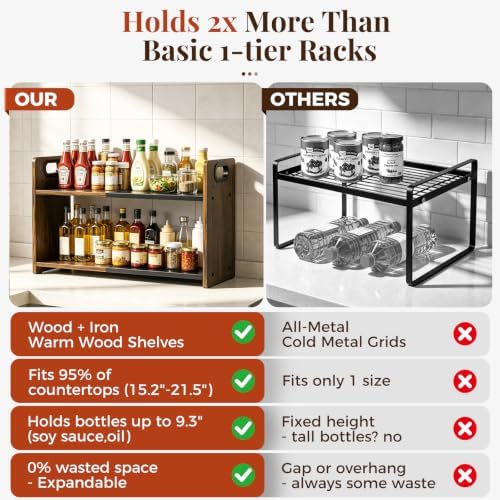 2-Tier Expandable Spice Rack Organizer for Countertop,15.2"-21.5" - Image 4