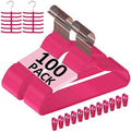 VECELO Premium Velvet Suit Hangers Heavy Duty (100 Pack) - Non Slip & Space-Saving Clothes Hangers with 12 Finger Clips and 2 Tie Rack Excellent for Men and Women (Rose) by VECELO