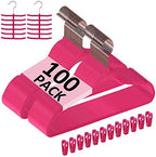 VECELO Premium Velvet Suit Hangers Heavy Duty (100 Pack) - Non Slip & Space-Saving Clothes Hangers with 12 Finger Clips and 2 Tie Rack Excellent for Men and Women (Rose) by VECELO