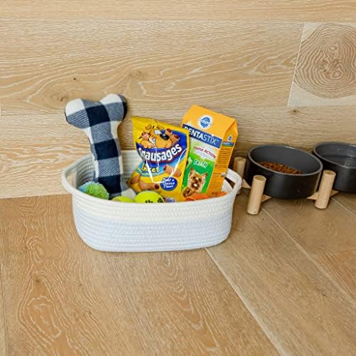 NaturalCozy 5-Piece Rectangle Storage Basket Set- Natural Cotton Rope Woven Baskets for Organizing! Small Basket for Montessori, Baby Nursery, Dog Toy Baskets, Cat Toy Box, Bathroom Organization Bin - Image 5