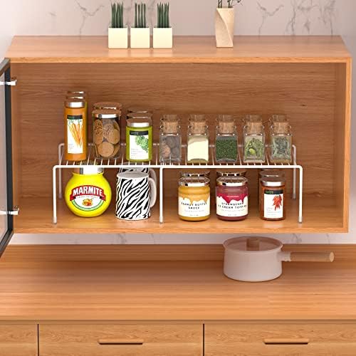 Redrubbit Cabinet Storage Shelf Rack, Expandable Metal Rustproof Kitchen Counter and Cabinet Shelf, Storage Rack Organizer Space Saver for Kitchen, Fridge, Cabinet, Bathroom, White, Set of 6 - Image 2
