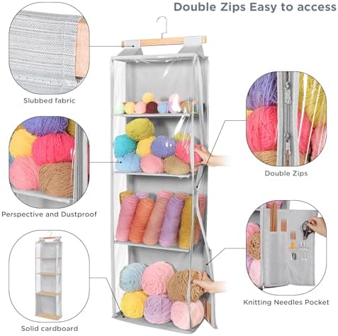 Univivi 4-Tier Hanging Yarn Storage Organizer, Grey - Image 3
