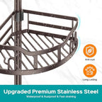 HAMITOR Corner Shower Caddy Tension Pole: Rustproof Stable 4-Tier Bathroom Organizer Shelves for Bathtub Shampoo Storage - 47-121 Inch Quick Install Adjustable Standing Rack with Soap Rack - Bronze - Image 5