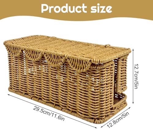 Scalloped Edge Handmade Cable Management Box, Elegant Plastic Rattan Cable Organizer, 2 Open Slots Sturdy Cord Hider Box, Under Desk Cord Organizer for Home TV Wires Computer Router USB Hub Strip (1) - Image 2